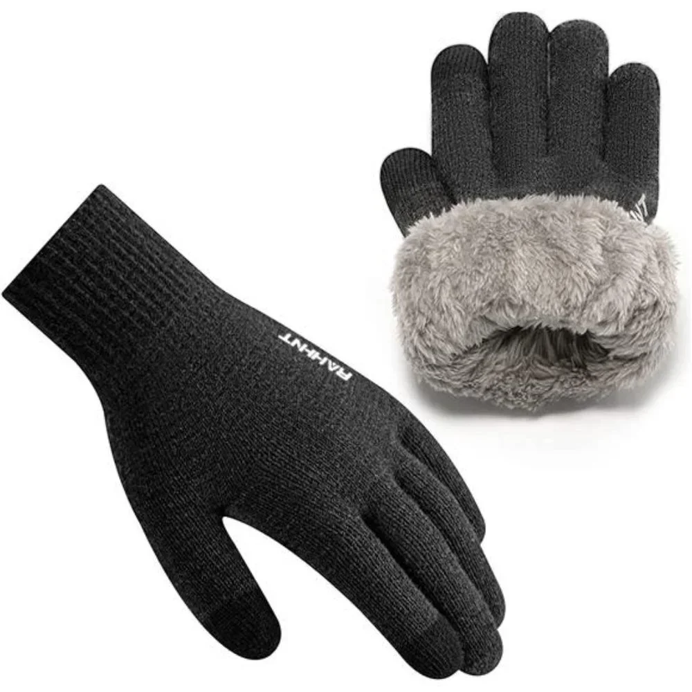 Women Fleece lined Knit Gloves with Touchscreen Fingers Insulated Gloves, Gray